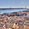 View to Lisbon downtown, with the Tejo River and 25th April Bridge
